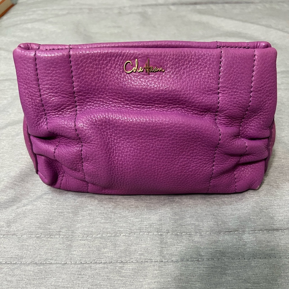Cole Haan Magenta Pebbled Leather  Clutch